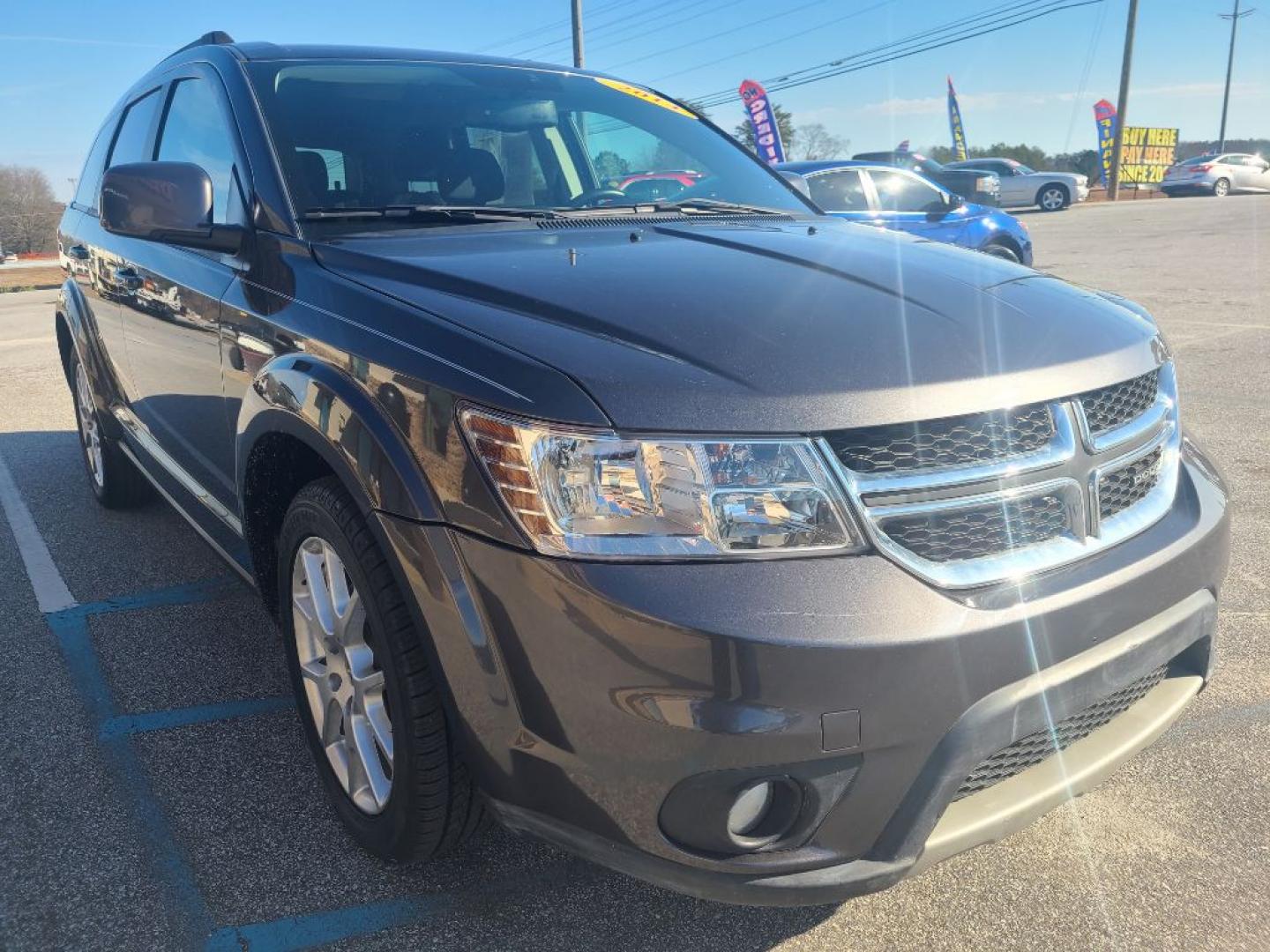2014 GRAY DODGE JOURNEY SXT (3C4PDCBB4ET) with an 2.4L engine, Automatic transmission, located at 13640 E Wade Hampton Blvd, Greer, SC, 29651, (864) 848-4040, 34.950825, -82.197464 - Photo#3