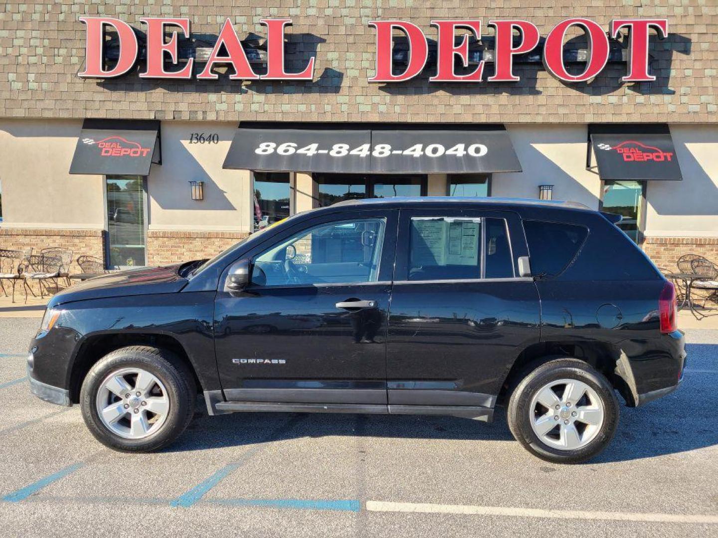 2014 BLACK JEEP COMPASS SPORT (1C4NJCBA8ED) with an 2.0L engine, Continuously Variable transmission, located at 13640 E Wade Hampton Blvd, Greer, SC, 29651, (864) 848-4040, 34.950825, -82.197464 - Photo#0