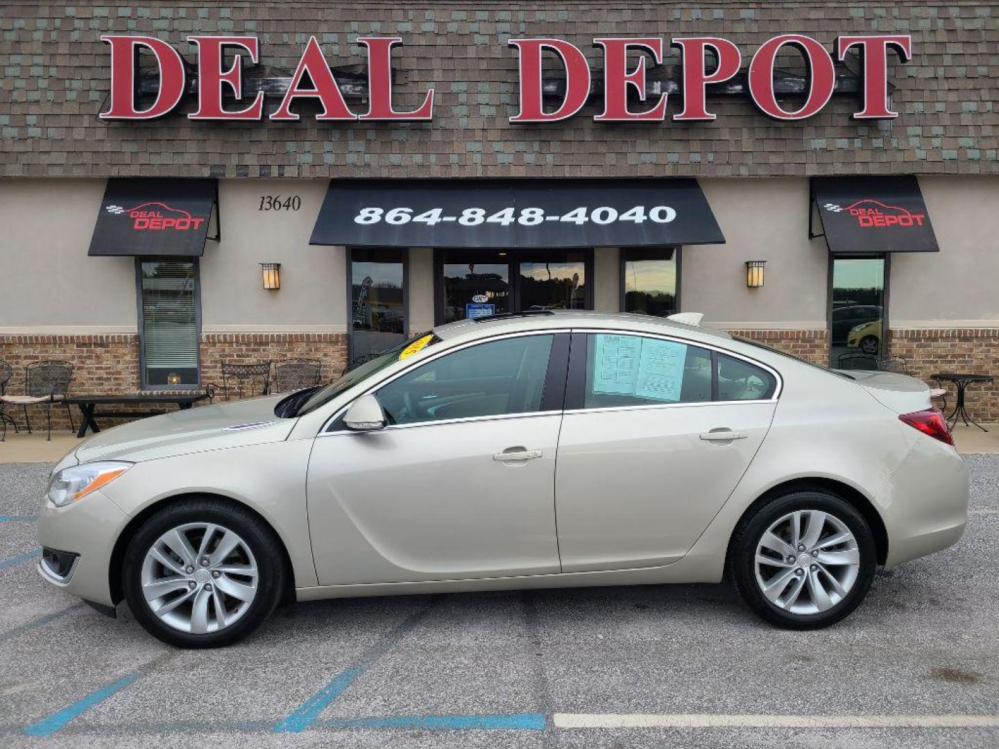 2015 GOLD BUICK REGAL PREMIUM I (2G4GN5EX7F9) with an 2.0L engine, Automatic transmission, located at 13640 E Wade Hampton Blvd, Greer, SC, 29651, (864) 848-4040, 34.950825, -82.197464 - Photo#0