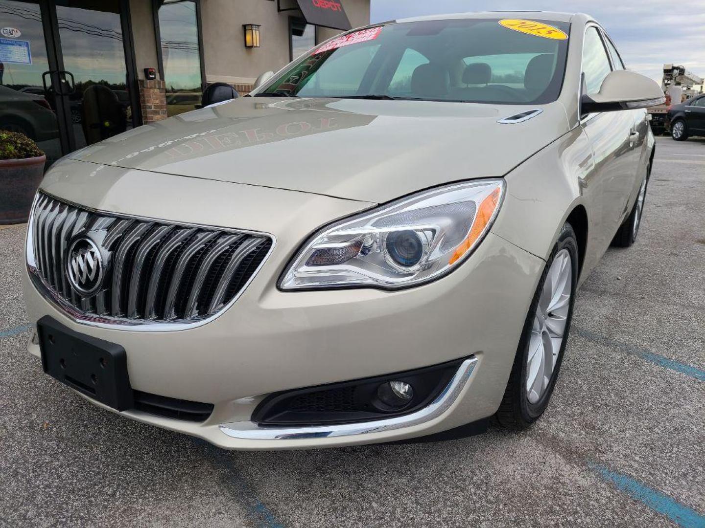 2015 GOLD BUICK REGAL PREMIUM I (2G4GN5EX7F9) with an 2.0L engine, Automatic transmission, located at 13640 E Wade Hampton Blvd, Greer, SC, 29651, (864) 848-4040, 34.950825, -82.197464 - Photo#1
